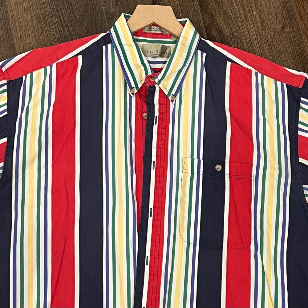 Vintage Bill Blass Colorful Vertical Striped Men's Shirt